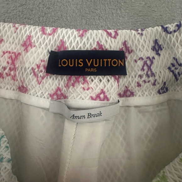 Louis Vuitton Mesh Monogram Shorts  
Worn 3x 
Size: 40 
Color: Milk White/Multi - Picture 3 of 9